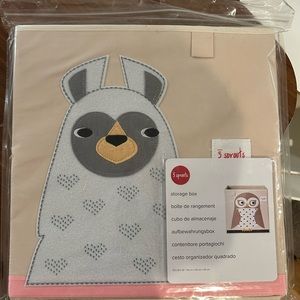 NIB 3 Sprouts Llama 13x13x13 fabric bin